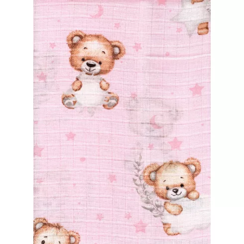 Mintás textil pelenka 1db-os - Maci  rózsaszín 
