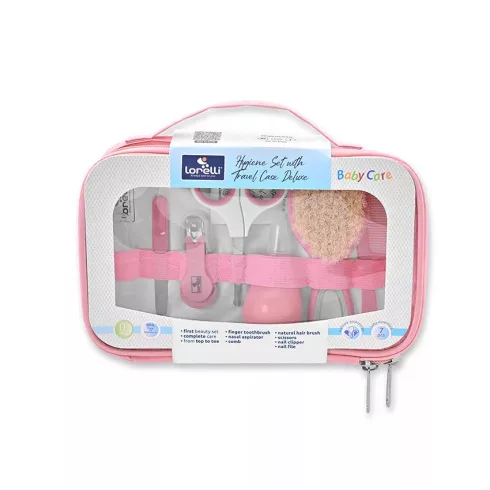 Lorelli ápolási szett átlátszó tartóban - blush pink