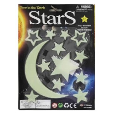 Sötétben világító hold és csillagok 