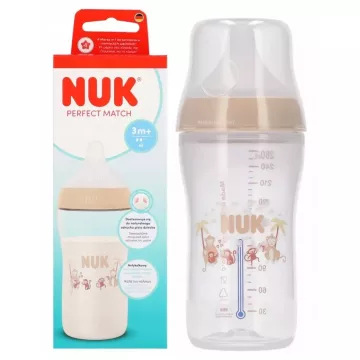   NUK Perfect Match Temperature Control cumisüveg 260 ml 3+hó - Majom 