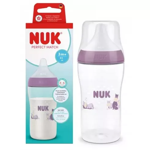 NUK Perfect Match Temperature Control cumisüveg 260 ml 3+hó - Víziló 