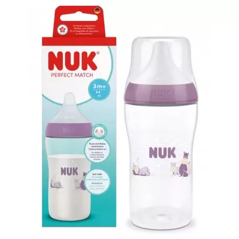 NUK Perfect Match Temperature Control cumisüveg 260 ml 3+hó - Víziló 