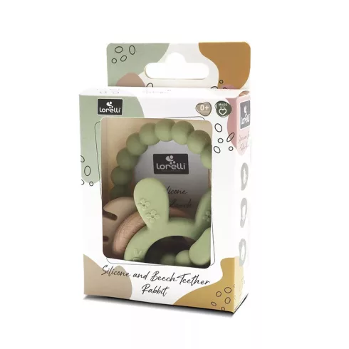Lorelli Nyuszi szilikon és bükkfa rágóka - Fresh Green