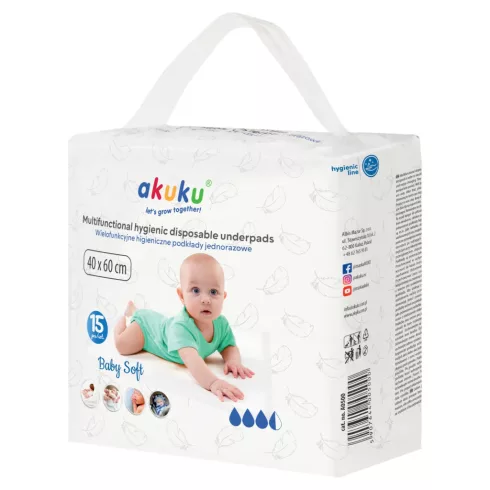 Akuku baby soft eldobható pelenkázó alátét 40*60 cm - 15 db