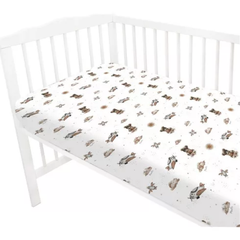 Baby Shop 60*120 cm pamut,gumis lepedő - bézs maci