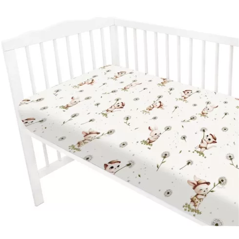 Baby Shop 60*120 cm pamut,gumis lepedő - Nyuszi és cica 