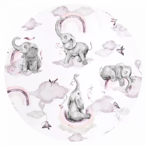 Baby Shop ágynemű huzat 90*120cm - szivárványos elefánt rózsaszín 