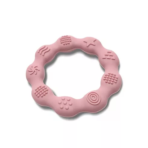 Lorelli Természetes szilikon rágóka karika - Deep Pink 