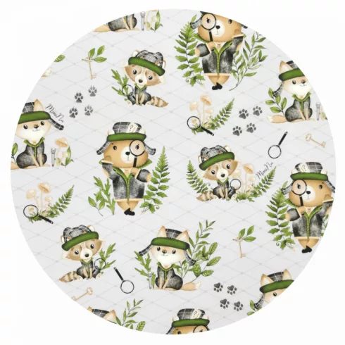 Baby Shop pamut kétoldalas babapléd 75*100 cm  -  Természetes nyomozók szürke 