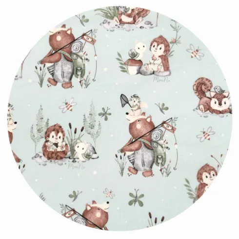 Baby Shop pamut/bársony kétoldalas babapléd 75*100 cm  -  Let's Go! menta/bézs 