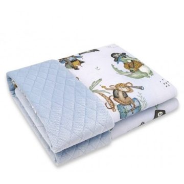   Baby Shop kétoldalas babapléd 70*100 cm  - Kalózok  kék/kék