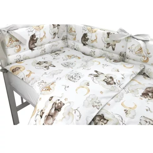 Baby Shop 3 részes ágynemű garnitúra - Felhőn alvó állatok bézs