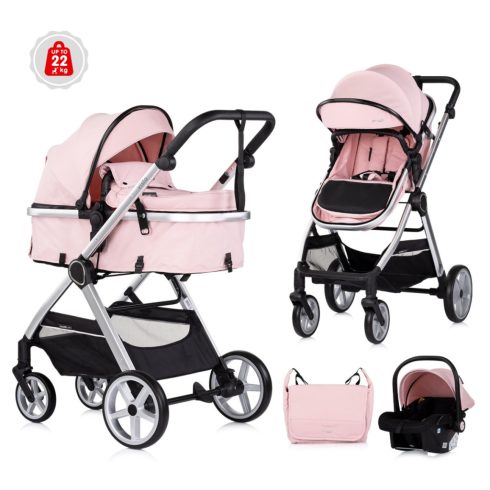 Chipolino Vista 3:1 babakocsi mózessé alakítható sportrésszel - Pink Marshmallow