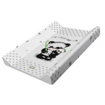   Babastar puha 2 ékes pelenkázó lap 50*70 cm - szürke panda és mamája
