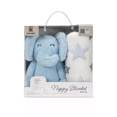 Lorelli Nappy takaró 75x90 cm - Blue Elephant 