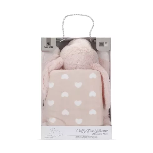 Lorelli Poffy Duo takaró 75x90 cm párnával 45x30 cm - Peach Bunny 