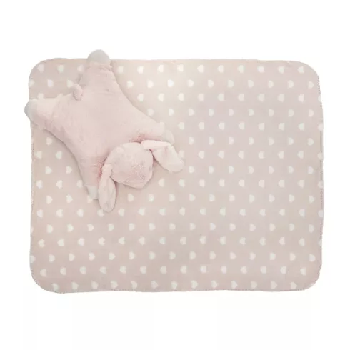 Lorelli Poffy Duo takaró 75x90 cm párnával 45x30 cm - Peach Bunny 