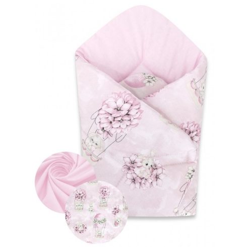Baby Shop pólyatakaró 75x75cm - rózsaszín virágos nyuszi 