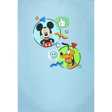   Disney Mickey és Plútó wellsoft béléses pamut babatakaró  70x90cm - kék