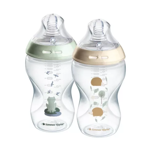 Tommee Tippee Natural Start 2*340ml cumisüveg 3 hó + (Süni/ Béka)