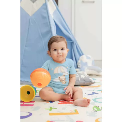 Rövid ujjú baba body kék maci (50)