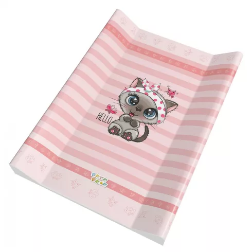 Babastar puha 2 ékes pelenkázó lap 50*70 cm - Rózsaszín cica pillangóval 