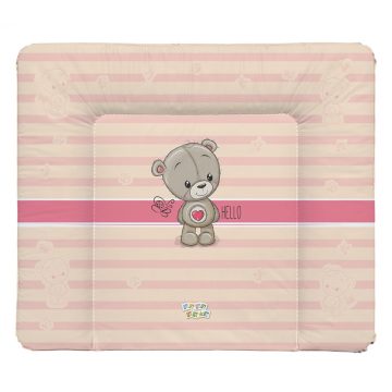   Babastar puha pelenkázó lap 85*75 cm - Rózsaszín szívecskés maci 