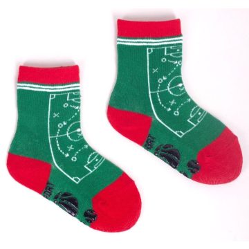   Yoclub ABS csúszásgátlós zokni 17/19 - zöld/piros/focipálya