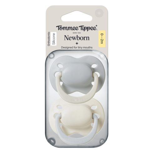 Tommee Tippee Newborn Újszülött szilikon cumi 0-2 hó 2 db - Boy Szürke/Krém