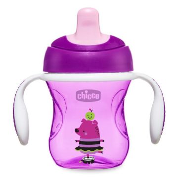   Chicco Training Cup 2in1 gyakorló-itatópohár kivehető szeleppel 6m+ 200ml - lila