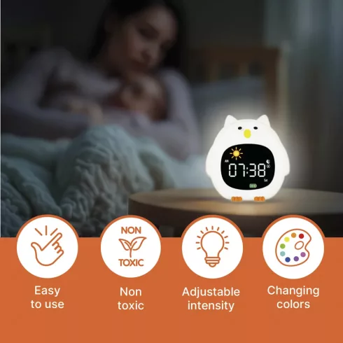 Zopa Szilikon baba ébresztőóra éjszakai fénnyel és zenével - Dog