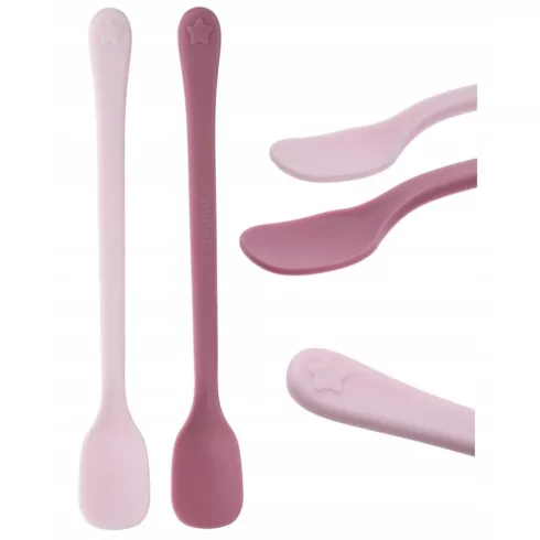 Akuku hosszúnyelű kanál 2 db - rózsaszín -klón