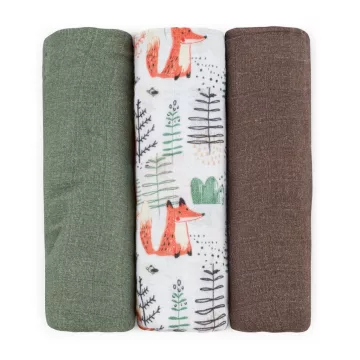   Bambusz muszlin 3db-os pelenka 68 x 68 cm - Moussy Forest Fox 