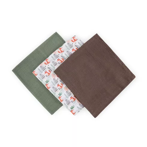 Bambusz muszlin 3db-os pelenka 68 x 68 cm - Moussy Forest Fox 