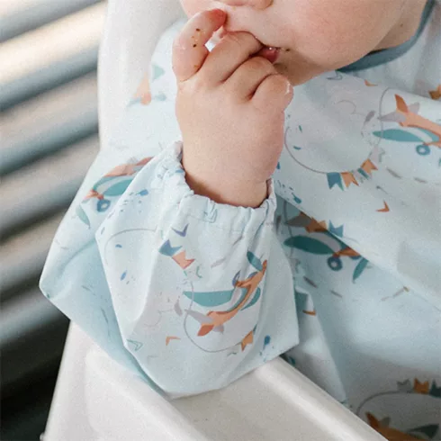 BabyOno előke - hosszú ujjas vízálló 6+ hó - Plane