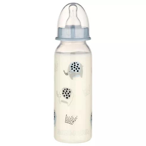 Baby-Nova cumisüveg 240 ml szilikon cumival M-es - elefánt