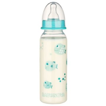 Baby-Nova cumisüveg 240 ml szilikon cumival M-es - halacska
