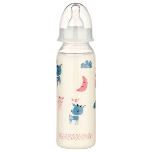 Baby-Nova éjszakai cumisüveg M-es szilikon cumival 240 ml - őzike 