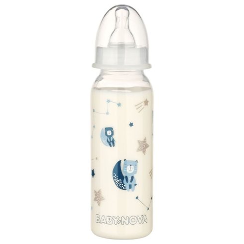 Baby-Nova éjszakai cumisüveg M-es szilikon cumival 240 ml - maci