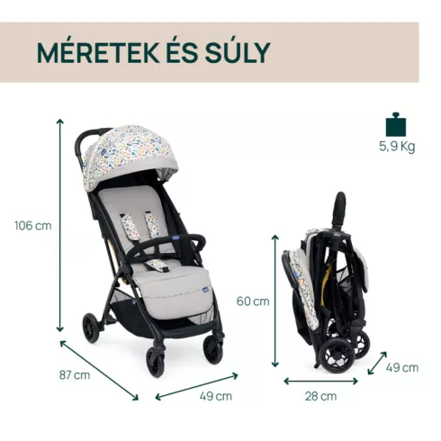 Chicco GLEE babakocsi 0-22 kg automata csukódással - Joking Beige