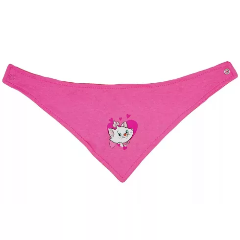 Háromszög nyálkendő Marie cica mintával - pink