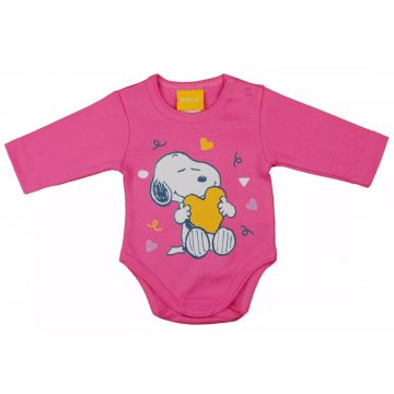   Hosszú ujjú baba body Snoopy mintával  (62) - világos pink