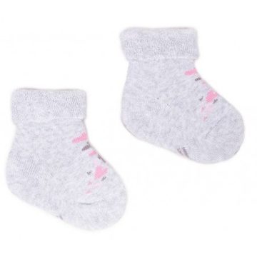 Yo! Baby frottír zokni 0-3 hó - szürke/rózsaszín