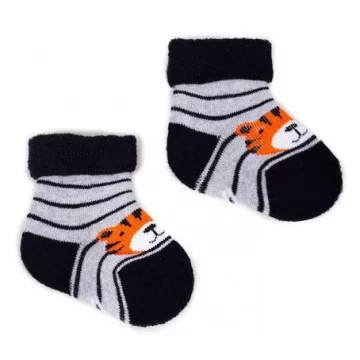 Yo! Baby frottír zokni 3-6 hó - fekete/ szürke tigris