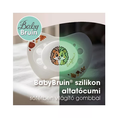 Baby Bruin ortodontikus formájú szilikon altatócumi világító gombbal 1-es méret 0-6hó - Süni 