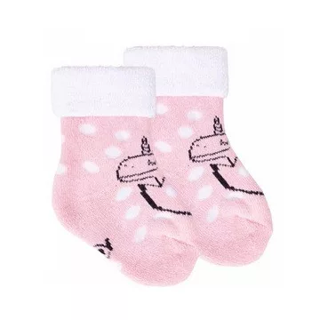Yo! Baby frottír zokni 6-9 hó - rózsaszín/fehér