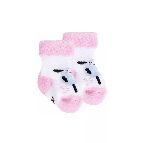 Yo! Baby frottír zokni 6-9 hó - fehér/rózsaszín  bárány