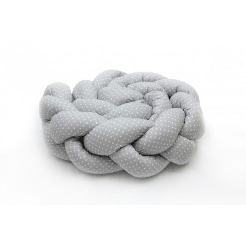Prémium fonott fejvédő kiságyba 210cm - szürke pöttyös 