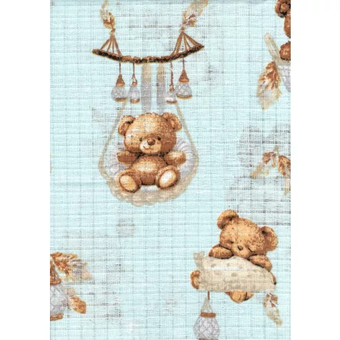 Mintás textil pelenka 1db-os - Lámpás maci kék