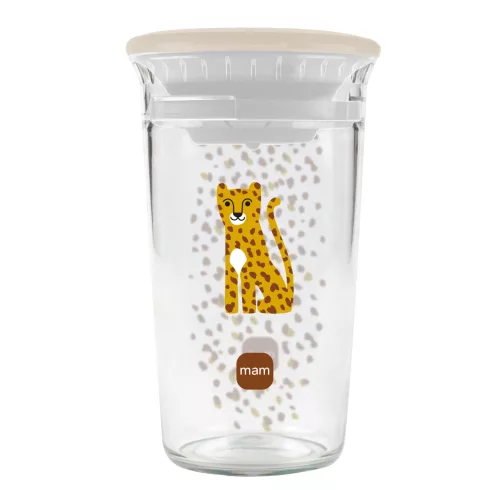 MAM Easy to Drink Cup 290 ml csöpögésmentes itatópohár 8+ hó - Bézs leopárd